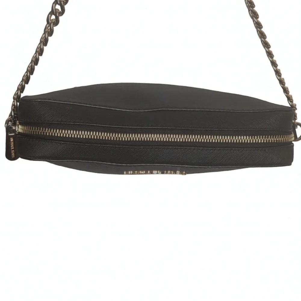 MICHAEL KORS Black Saffiano Leather Crossbody Bag Chain Strap Purse